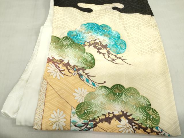 平和屋着物[]お宮参り　男の子　祝着　産着　初着　のしめ　刺繍　鷹　鷲　笠松　金彩　洗える着物　DABH5222ea