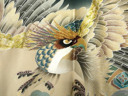 平和屋着物[]お宮参り　男の子　祝着　産着　初着　のしめ　刺繍　鷹　鷲　兜　笠松　暈し染め　金銀彩　逸品　DABH5225ea