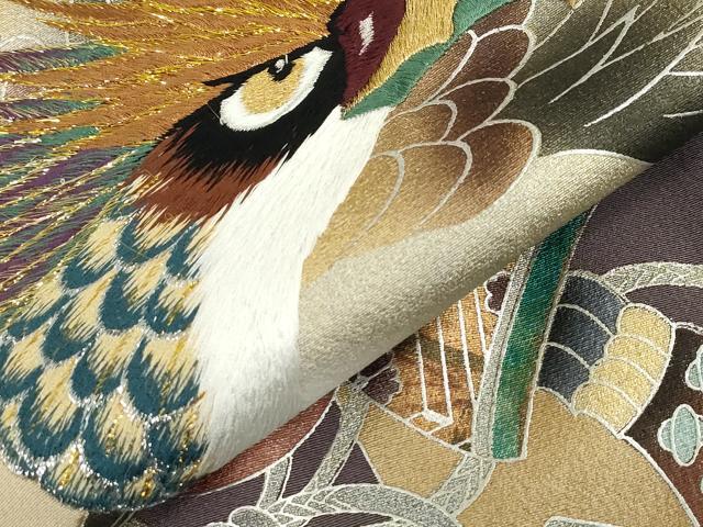 平和屋着物[]お宮参り　男の子　祝着　産着　初着　のしめ　刺繍　鷹　鷲　兜　笠松　暈し染め　金銀彩　逸品　DABH5225ea
