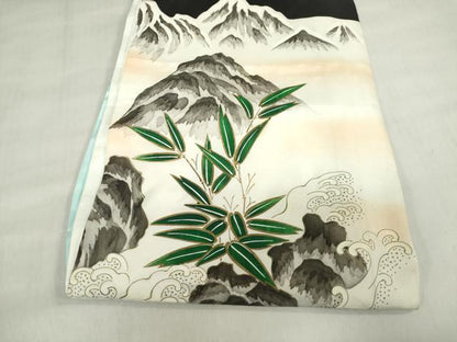 平和屋着物[]お宮参り　男の子　祝着　産着　初着　のしめ　刺繍　手描き　虎 寅　立波笹の葉文　金彩　逸品　DABH5227ea