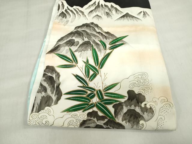平和屋着物[]お宮参り　男の子　祝着　産着　初着　のしめ　刺繍　手描き　虎 寅　立波笹の葉文　金彩　逸品　DABH5227ea