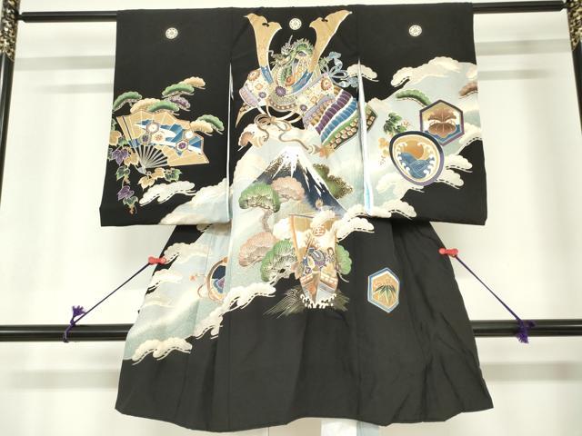 平和屋着物[]お宮参り　男の子　祝着　産着　初着　のしめ　龍　兜　富士山　宝船笠松文　金彩　逸品　DABH5228ea