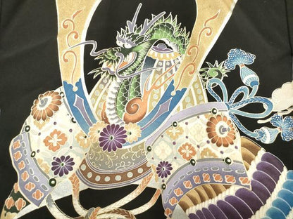 平和屋着物[]お宮参り　男の子　祝着　産着　初着　のしめ　龍　兜　富士山　宝船笠松文　金彩　逸品　DABH5228ea