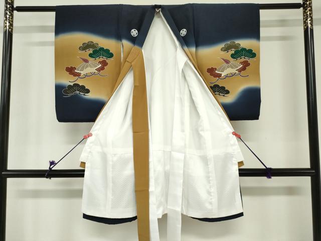 平和屋着物[]お宮参り　男の子　祝着　産着　初着　のしめ　駒刺繍　鷹　鷲　龍　兜　富士山　暈し染め　金彩　逸品　DABH5231ea