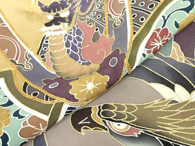 平和屋着物[]お宮参り　男の子　祝着　産着　初着　のしめ　駒刺繍　鷹　鷲　龍　兜　富士山　暈し染め　金彩　逸品　DABH5231ea