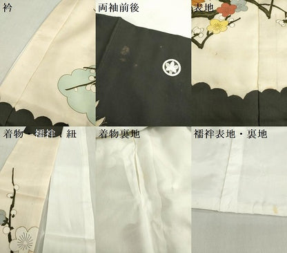 平和屋着物[]お宮参り　男の子　祝着　産着　初着　のしめ　刺繍　笹梅　群れ鶴　金彩　逸品　DABH5232ea