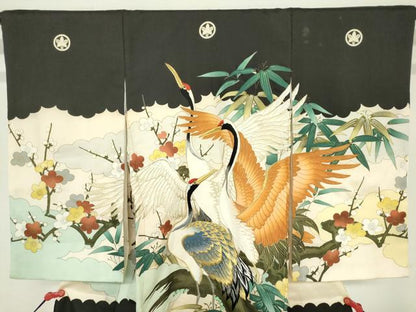 平和屋着物[]お宮参り　男の子　祝着　産着　初着　のしめ　刺繍　笹梅　群れ鶴　金彩　逸品　DABH5232ea