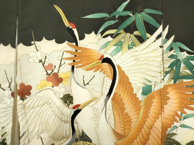平和屋着物[]お宮参り　男の子　祝着　産着　初着　のしめ　刺繍　笹梅　群れ鶴　金彩　逸品　DABH5232ea