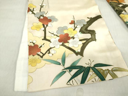 平和屋着物[]お宮参り　男の子　祝着　産着　初着　のしめ　刺繍　笹梅　群れ鶴　金彩　逸品　DABH5232ea