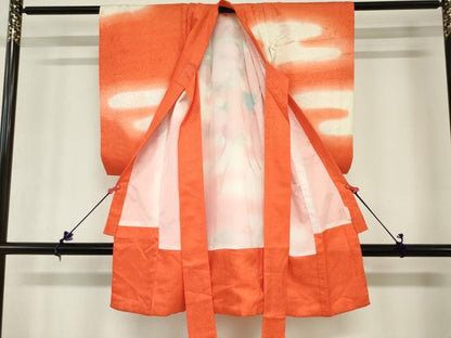 平和屋着物[]お宮参り　女の子　祝着　産着　初着　のしめ　総刺繍　くす玉花文　暈し染め　金銀糸　逸品　DABH5238ea