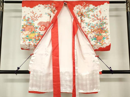 平和屋着物[]お宮参り　女の子　祝着　産着　初着　のしめ　鏡裏花文　逸品　DABH5240ea