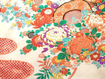 平和屋着物[]お宮参り　女の子　祝着　産着　初着　のしめ　鏡裏花文　逸品　DABH5240ea