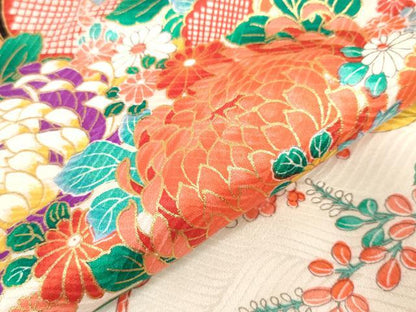 平和屋着物[]お宮参り　女の子　祝着　産着　初着　のしめ　鏡裏花文　逸品　DABH5240ea
