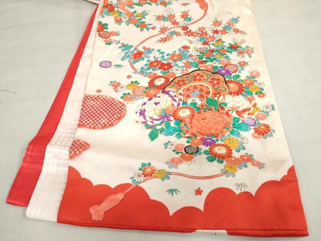 平和屋着物[]お宮参り　女の子　祝着　産着　初着　のしめ　鏡裏花文　逸品　DABH5240ea
