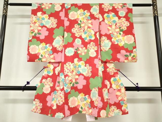平和屋着物[]お宮参り　女の子　祝着　産着　初着　のしめ　舞桜文　洗える着物　未使用　DABH5241ea