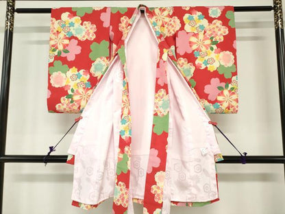 平和屋着物[]お宮参り　女の子　祝着　産着　初着　のしめ　舞桜文　洗える着物　未使用　DABH5241ea