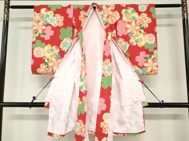 平和屋着物[]お宮参り　女の子　祝着　産着　初着　のしめ　舞桜文　洗える着物　未使用　DABH5241ea