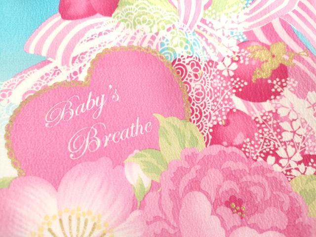 平和屋着物[]お宮参り　松田聖子　SEIKOMATSUDA　女の子　祝着　産着　初着　のしめ　リボン 天使 音符 薔薇　洗える着物　DABH5242ea