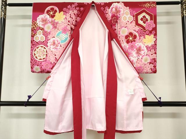 平和屋着物[]お宮参り　女の子　祝着　産着　初着　のしめ　JAPAN STYLE　双鶴花文　家紋並べ　金彩　洗える着物　DABH5243ea