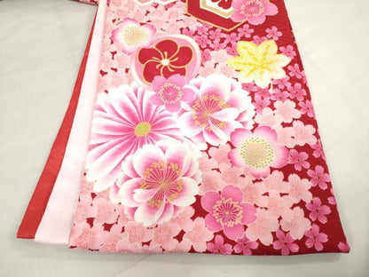 平和屋着物[]お宮参り　女の子　祝着　産着　初着　のしめ　JAPAN STYLE　双鶴花文　家紋並べ　金彩　洗える着物　DABH5243ea