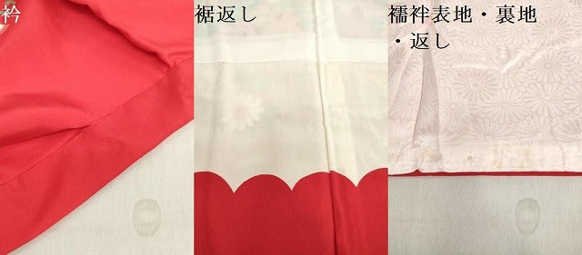 平和屋着物[]お宮参り　女の子　祝着　産着　初着　のしめ　舞蝶花文　暈し染め　金彩　逸品　DABH5244ea