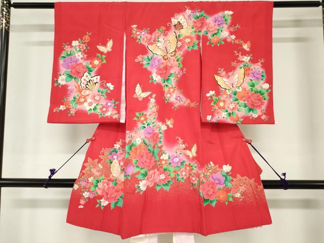 平和屋着物[]お宮参り　女の子　祝着　産着　初着　のしめ　舞蝶花文　暈し染め　金彩　逸品　DABH5244ea
