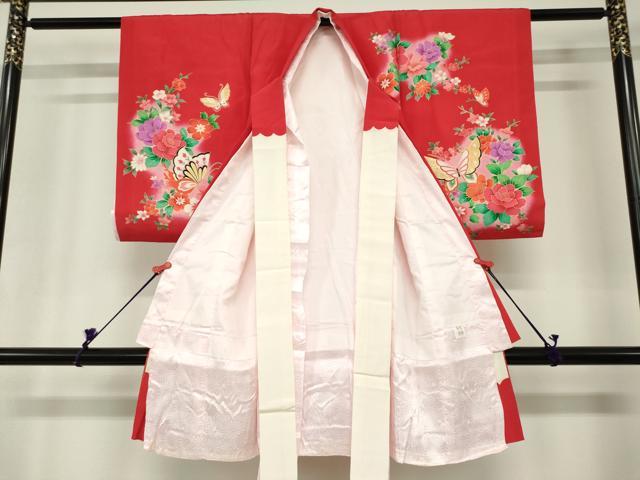 平和屋着物[]お宮参り　女の子　祝着　産着　初着　のしめ　舞蝶花文　暈し染め　金彩　逸品　DABH5244ea