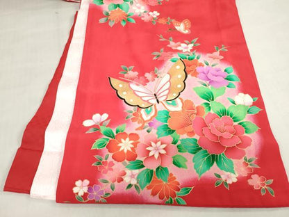 平和屋着物[]お宮参り　女の子　祝着　産着　初着　のしめ　舞蝶花文　暈し染め　金彩　逸品　DABH5244ea