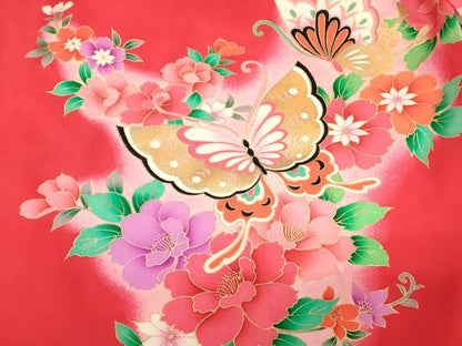 平和屋着物[]お宮参り　女の子　祝着　産着　初着　のしめ　舞蝶花文　暈し染め　金彩　逸品　DABH5244ea