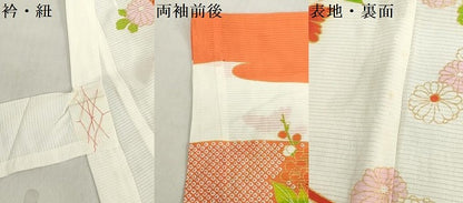平和屋着物＊夏物　お宮参り　女の子　祝着　産着　初着　のしめ　絽　駒刺繍　貝桶花文　金彩　DABH5246ea