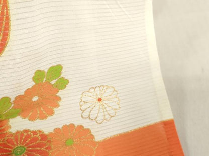 平和屋着物＊夏物　お宮参り　女の子　祝着　産着　初着　のしめ　絽　駒刺繍　貝桶花文　金彩　DABH5246ea