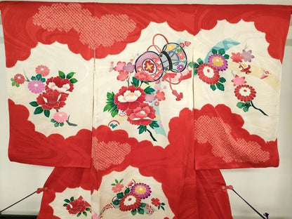 平和屋着物[]お宮参り　女の子　祝着　産着　初着　のしめ　絞り　花鼓文　逸品　DABH5247ea