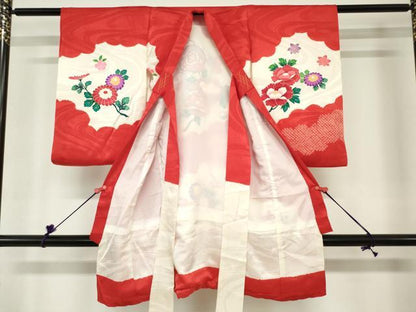 平和屋着物[]お宮参り　女の子　祝着　産着　初着　のしめ　絞り　花鼓文　逸品　DABH5247ea