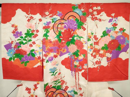 平和屋着物[]お宮参り　女の子　祝着　産着　初着　のしめ　地紙牡丹花文　金彩　逸品　DABH5248ea