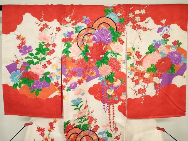 平和屋着物[]お宮参り　女の子　祝着　産着　初着　のしめ　地紙牡丹花文　金彩　逸品　DABH5248ea