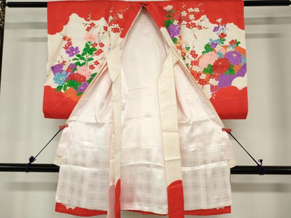 平和屋着物[]お宮参り　女の子　祝着　産着　初着　のしめ　地紙牡丹花文　金彩　逸品　DABH5248ea