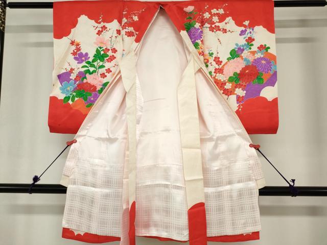 平和屋着物[]お宮参り　女の子　祝着　産着　初着　のしめ　地紙牡丹花文　金彩　逸品　DABH5248ea
