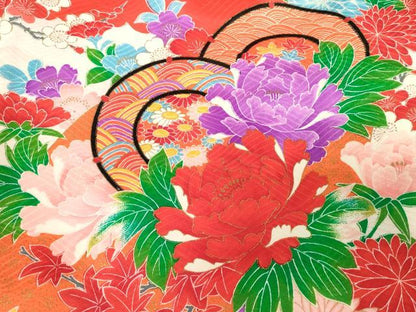 平和屋着物[]お宮参り　女の子　祝着　産着　初着　のしめ　地紙牡丹花文　金彩　逸品　DABH5248ea