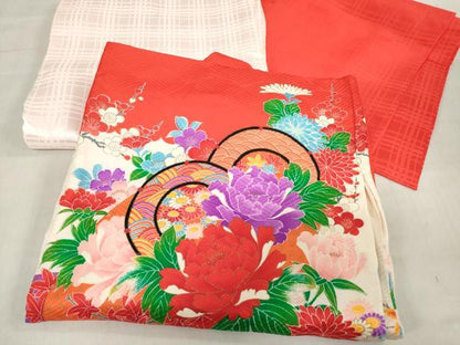 平和屋着物[]お宮参り　女の子　祝着　産着　初着　のしめ　地紙牡丹花文　金彩　逸品　DABH5248ea