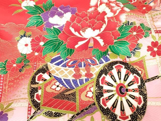 平和屋着物[]お宮参り　女の子　祝着　産着　初着　のしめ　地紙花車文　暈し染め　金彩　逸品　DABH5249ea