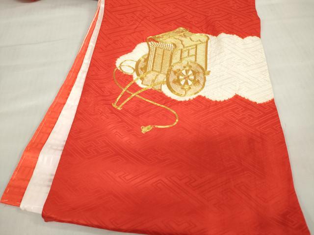 平和屋着物[]お宮参り　女の子　祝着　産着　初着　のしめ　駒刺繍　絞り　御所車　逸品　DABH5250ea