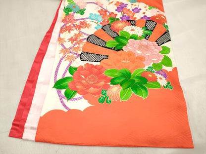 平和屋着物[]お宮参り　女の子　祝着　産着　初着　のしめ　駒刺繍　扇面花文　金彩　逸品　DABH5251ea