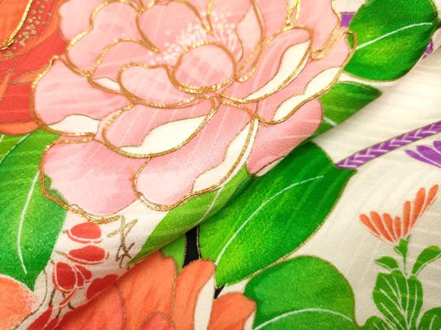 平和屋着物[]お宮参り　女の子　祝着　産着　初着　のしめ　駒刺繍　扇面花文　金彩　逸品　DABH5251ea