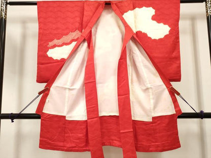 平和屋着物[]お宮参り　女の子　祝着　産着　初着　のしめ　駒刺繍　絞り　糸車文　逸品　DABH5256ea