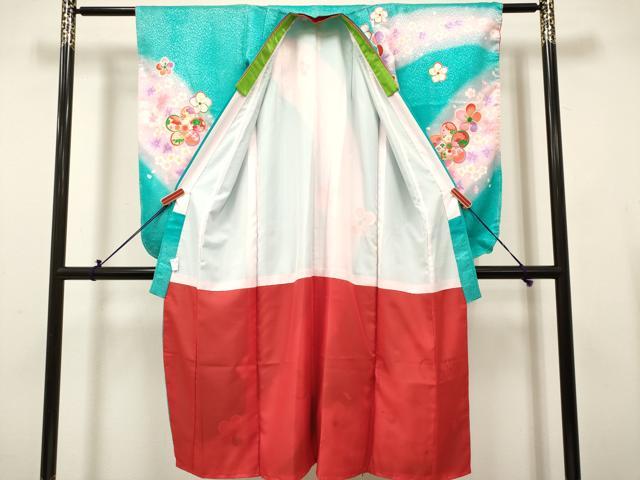 平和屋着物[]七五三　女の子　７歳　祝着　四つ身　捻梅　暈し染め　金彩　DABH5259ea