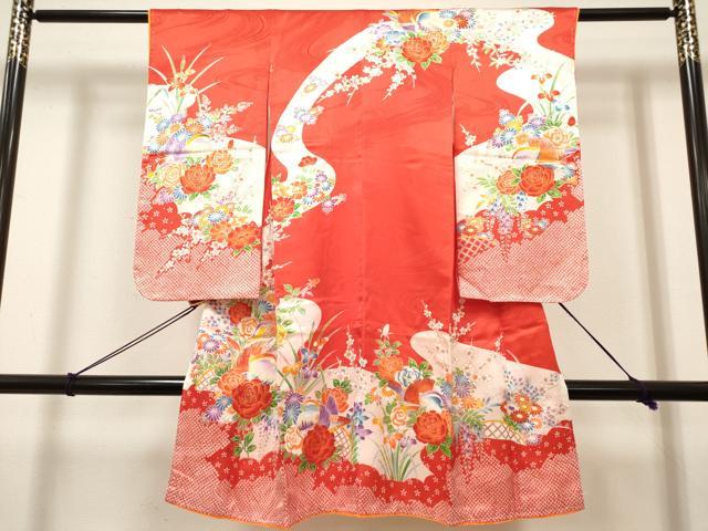 平和屋着物[]七五三　女の子　３歳　祝着　三つ身　鴛鴦花文　金彩　DABH5265ea