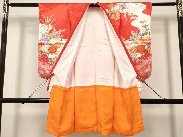 平和屋着物[]七五三　女の子　３歳　祝着　三つ身　鴛鴦花文　金彩　DABH5265ea