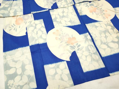 平和屋着物＊夏物　小紋　女の子　子供　手描き　団扇　色紙　DABH5273ea