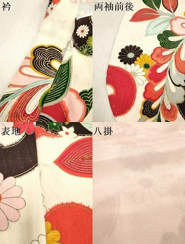 平和屋着物[]アンティーク　大正ロマン　七五三　女の子　３歳　祝着　三つ身　菊唐草文　金銀彩　逸品　DABH5276ea