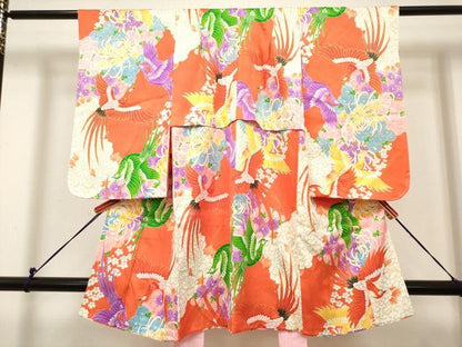 平和屋着物[]七五三　女の子　３歳　祝着　三つ身　鳳凰花文　金彩　逸品　DABH5281ea